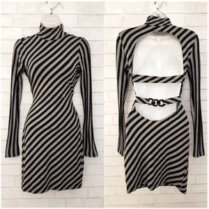 🔥 GUESS Striped Stretchy Sexy Open Back Dress